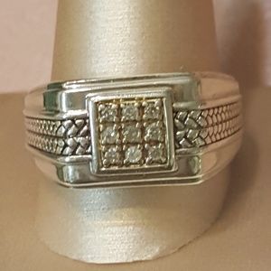 Sterling Silver 925 Braided Diamond Ring Size 11.5 8g